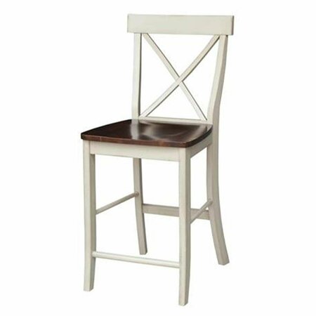 INTERNATIONAL CONCEPTS International Concepts 24 in. X-Back Counter Height Stool - Almond S12-6132